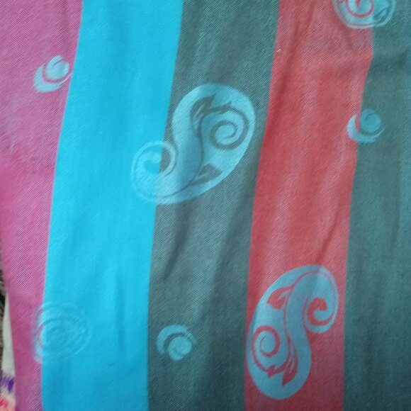 100% Pashmina Women Scarf Wrap Blue Pink Purple 70" x 27" Paisley - Picture 16 of 16